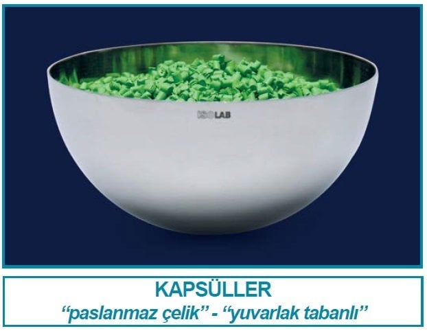 İSOLAB 038.14.100 kapsül - paslanmaz çelik - dibi yuvarlak - 100 mm (1 adet)