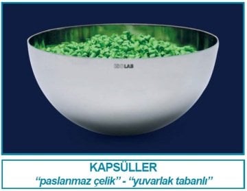 İSOLAB 038.14.100 kapsül - paslanmaz çelik - dibi yuvarlak - 100 mm (1 adet)