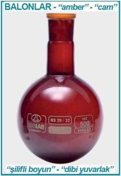 İSOLAB 030.12.901 balon - dibi yuvarlak - amber - şilifli - 1000 ml - NS29/32 (1 adet)