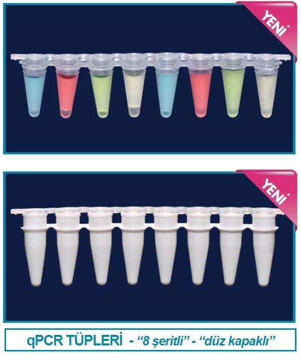 İSOLAB 123.02.118 qPCR şeridi - beyaz - demonte düz kapaklı - 0.2 ml (120 adet)