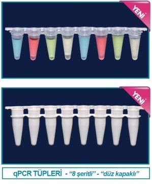 İSOLAB 123.02.118 qPCR şeridi - beyaz - demonte düz kapaklı - 0.2 ml (120 adet)