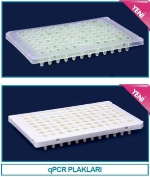 İSOLAB 123.04.096 qPCR plağı - 96 kuyulu - 0.1 ml - steril - yarım etekli - beyaz (10 adet)