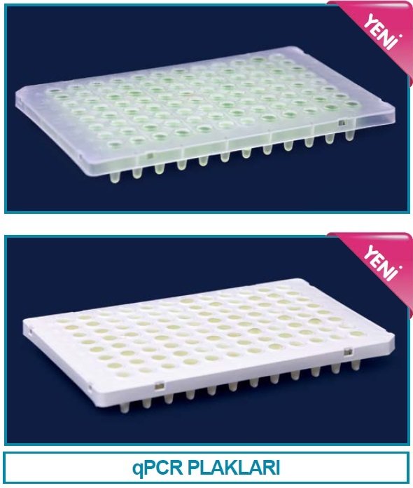 İSOLAB 123.05.096 qPCR plağı - 96 kuyulu - 0.1 ml - steril - yarım etekli - beyaz (10 adet)