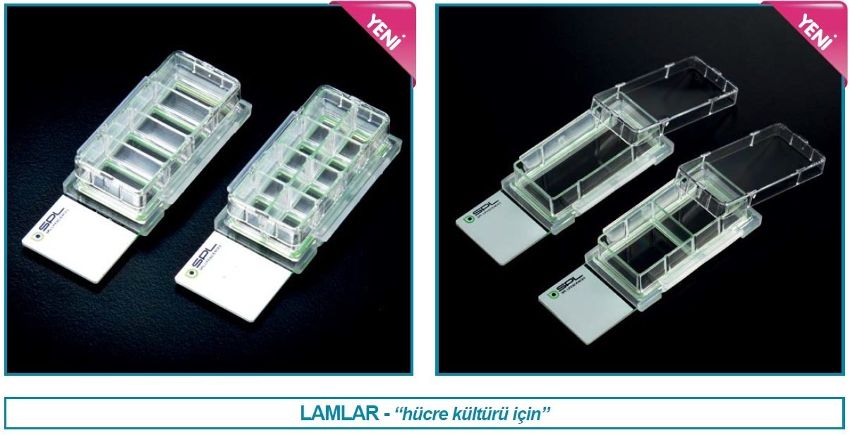 İSOLAB 126.01.024 lamlar - hücre kültürü için - 2 kuyulu - yüzey kaplı (12 adet)