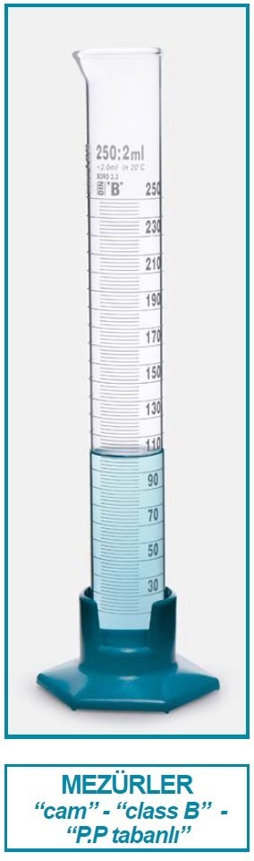İSOLAB 016.07.100 mezür - uzun form - P.P tabanlı - B kalite - grup sertifikalı - beyaz skala - 100 ml (2 adet)