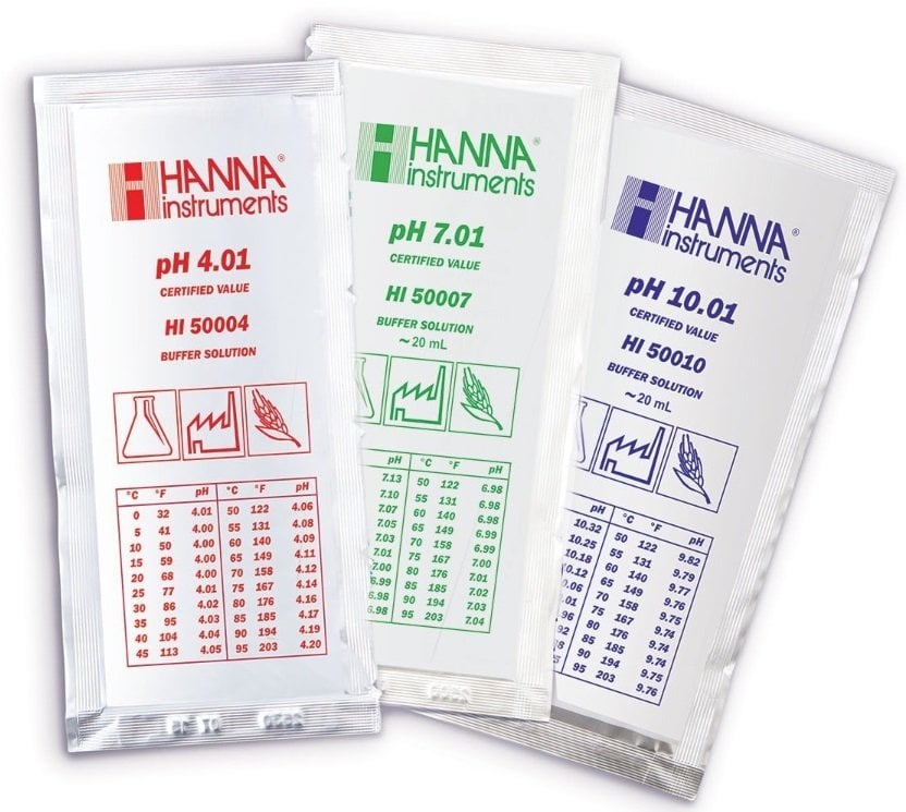 HANNA HI77400C pH 4.01 & 7.01 -  25oC Calibration Solution Sachets with Certificate of Analysis,  (5 each x 20 mL)