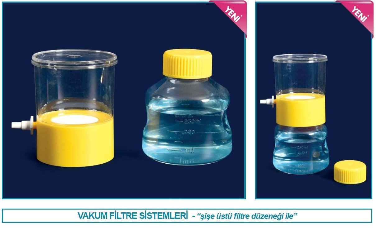 İSOLAB 043.16.252 şişe üstü filtreli vakum filtre sistemi - PVDF - 0.45 um (12 adet)