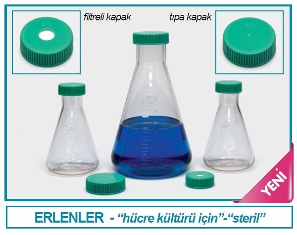 İSOLAB 027.07.500 erlen - polikarbonat - 500 ml - düz kapaklı (8 adet)