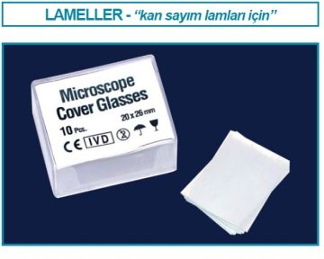 İSOLAB 075.04.001 lamel - kan sayma lamları için (100 adet)