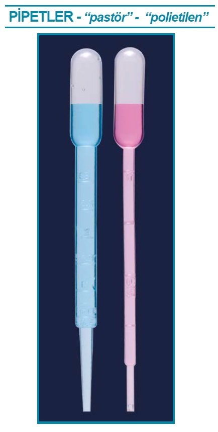 İSOLAB 084.02.001 pastör pipetleri - P.E - 3 ml - kutu içinde (500 adet)