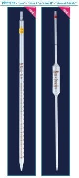 İSOLAB 021.11.005 pipet - cam - dereceli - A kalite - amber skala - 5 ml (10 adet)