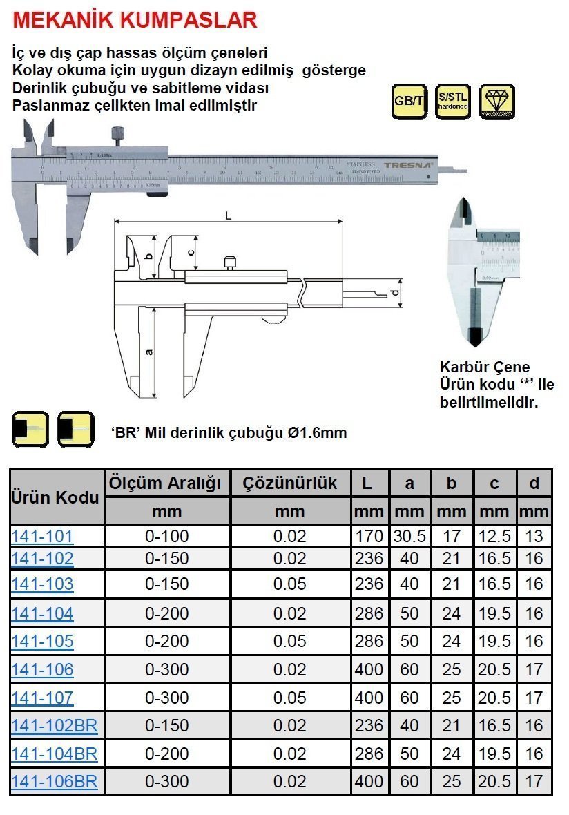 Mekanik Kumpas 200/0.02mm