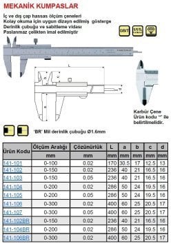 Mekanik Kumpas 150/0.02mm