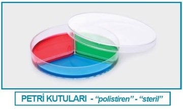 İSOLAB 081.02.093 petri kutusu - P.S - 90 x 17 mm - 3 bölmeli - steril A (500 adet)