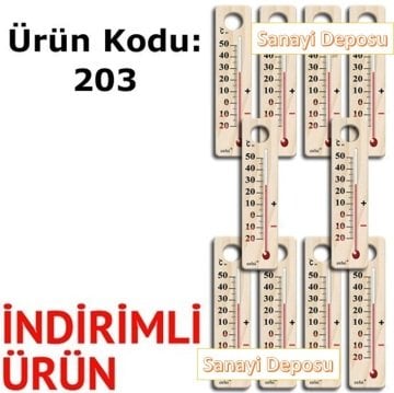 10 ADET Model 203 Küçük Tip Ahşap Oda Termometresi