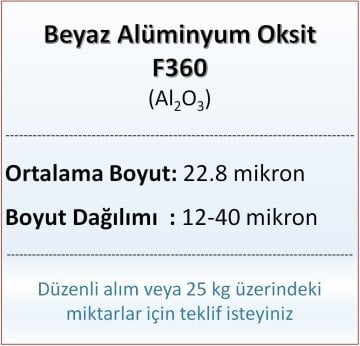 Alüminyum Oksit F360 - Al2O3 - 22.8 mikron - 5 KG