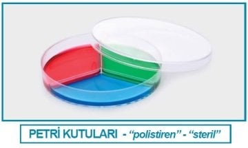 İSOLAB 081.02.193 petri kutusu - P.S - 90 x 17 mm - 3 bölmeli - gamma steril (360 adet)