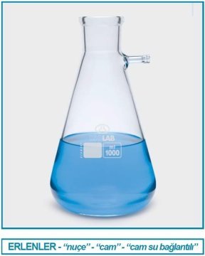 İSOLAB 040.01.250 erlen - nuçe - cam - cam su giriş borulu - 250 ml (1 adet)
