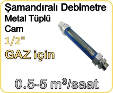 Metal Tüplü Şamandıralı Gaz Flowmetre Debi Ölçer 0.5-5 m3/saat 1/2''