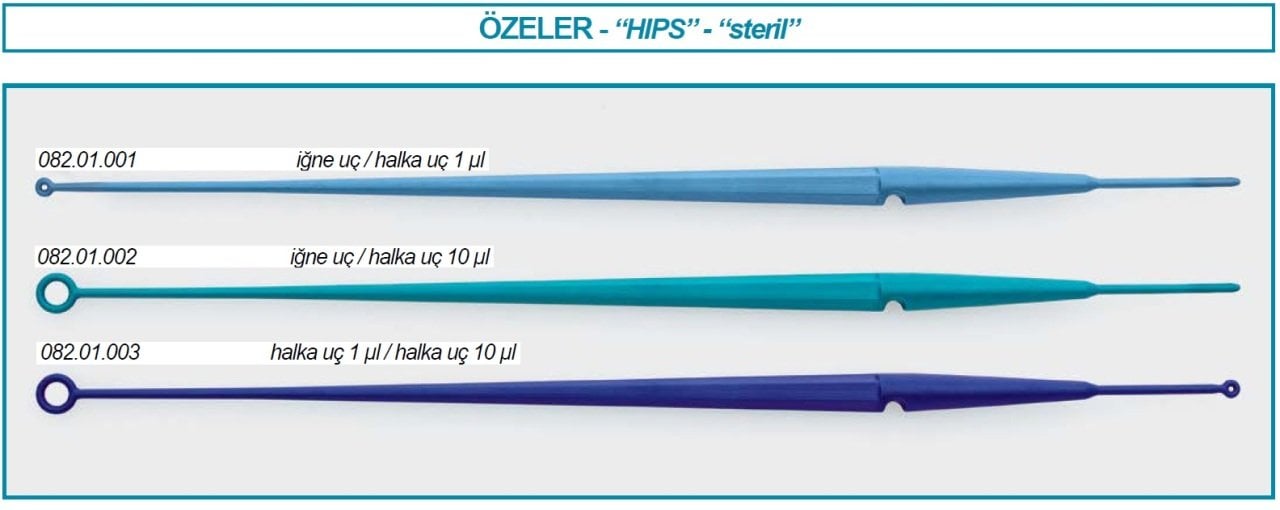 İSOLAB 082.01.003 öze - HIPS - halka uç 1 ul / halka uç 10 ul (10 adet)