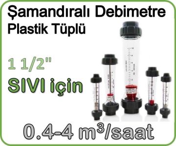Plastik Tüplü Şamandıralı Sıvı Flowmetre Debi Ölçer 0.4-4 m3/saat