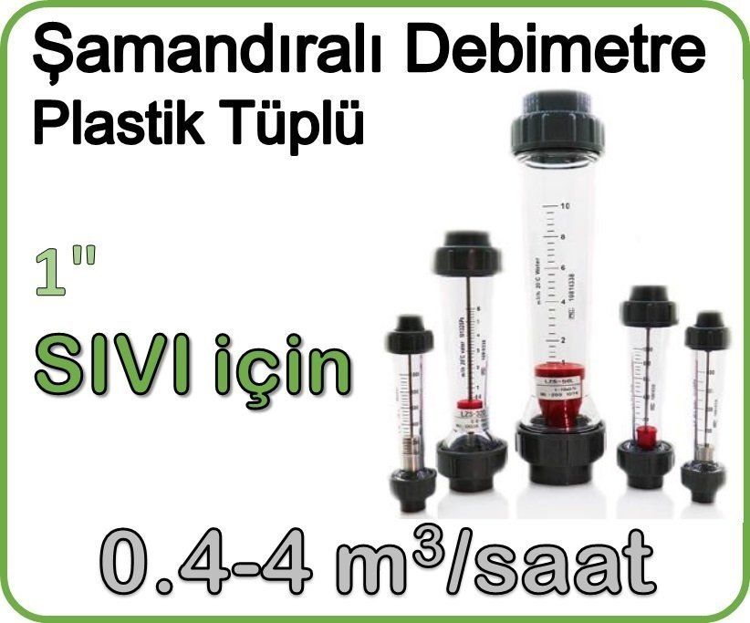 Plastik Tüplü Şamandıralı Sıvı Flowmetre Debi Ölçer 0.4-4 m3/saat