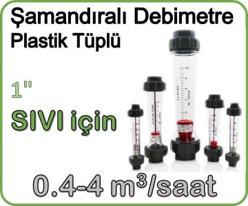 Plastik Tüplü Şamandıralı Sıvı Flowmetre Debi Ölçer 0.4-4 m3/saat