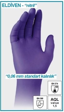İSOLAB 080.15.001 eldiven - nitril - standart kalınlık - küçük boy - 100 ad/kutu (100 adet)