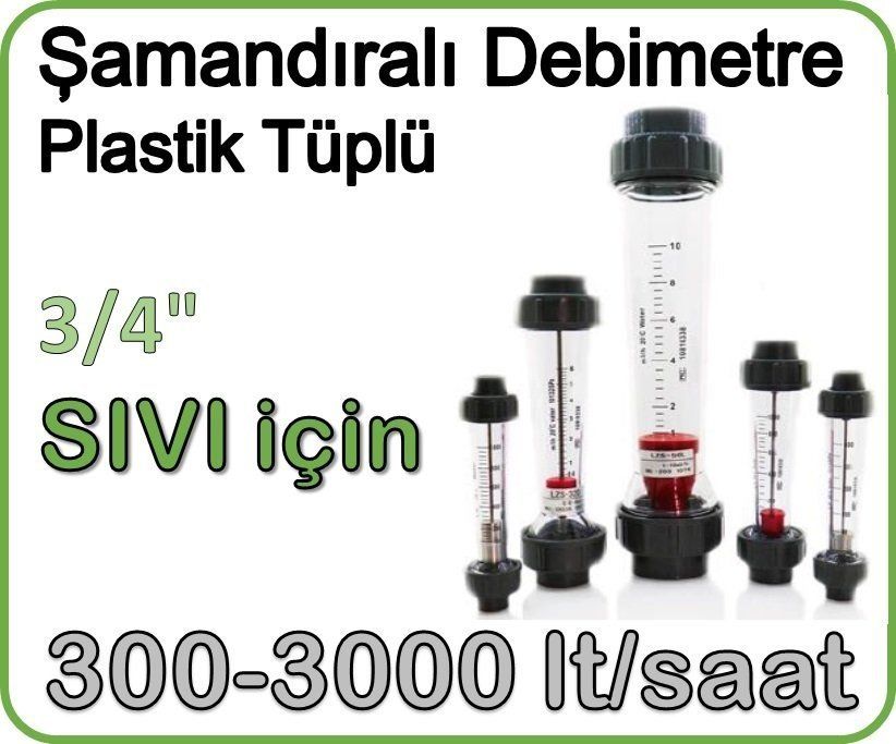 Plastik Tüplü Şamandıralı Sıvı Flowmetre Debi Ölçer 300-3000 lt/saat