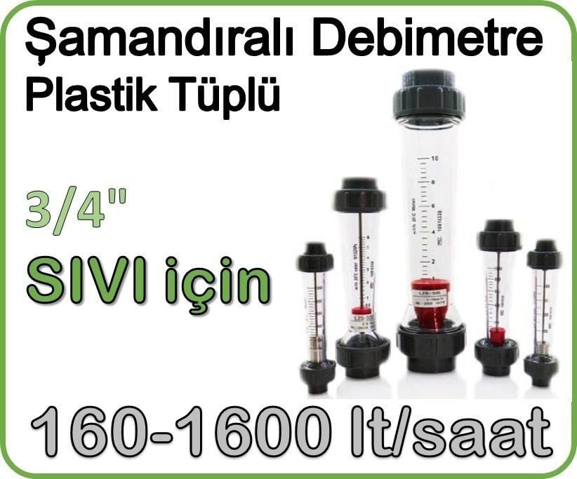 Plastik Tüplü Şamandıralı Sıvı Flowmetre Debi Ölçer 160-1600 lt/saat