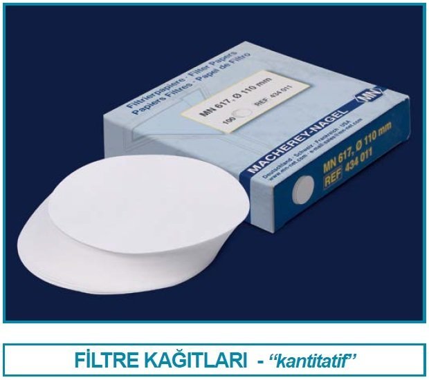 İSOLAB 105.02.125 filtre kağıdı-kantitatif-M&Nagel- 125 mm - beyaz bant - orta akış hızı (100 adet)