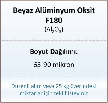 Alüminyum Oksit F180 - Al2O3 - 63-90mikron - 5 KG