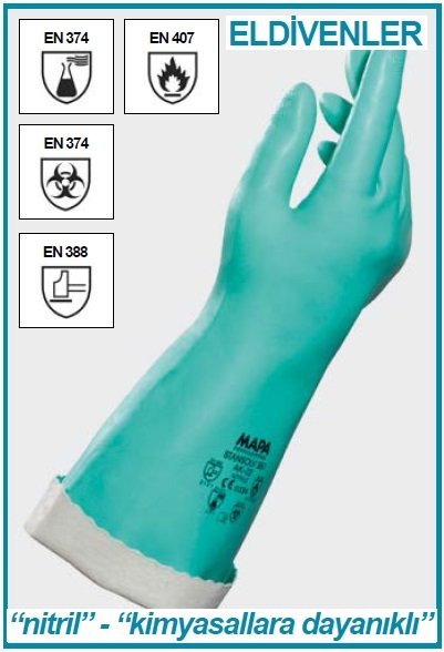 İSOLAB 080.22.008 eldiven - nitril - kimyasal koruma - ağır iş - medium (1 çift)
