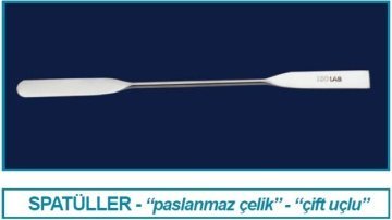İSOLAB 047.07.130 spatül - paslanmaz çelik - çift uçlu - düz - 130 mm (1 adet)