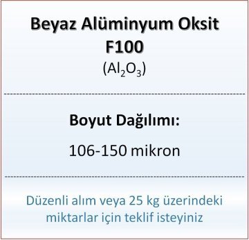 Alüminyum Oksit F100 - Al2O3 - 106-150mikron - 10 KG