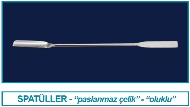 İSOLAB 047.02.180 spatül - paslanmaz çelik - düz oluklu - 180 mm (1 adet)