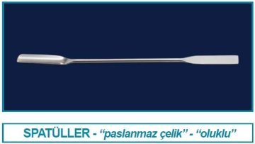 İSOLAB 047.02.180 spatül - paslanmaz çelik - düz oluklu - 180 mm (1 adet)