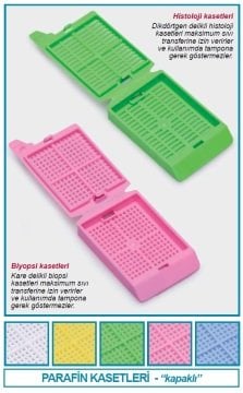 İSOLAB 074.04.004 parafin kasedi - kapaklı - biopsi - pembe (500 adet)