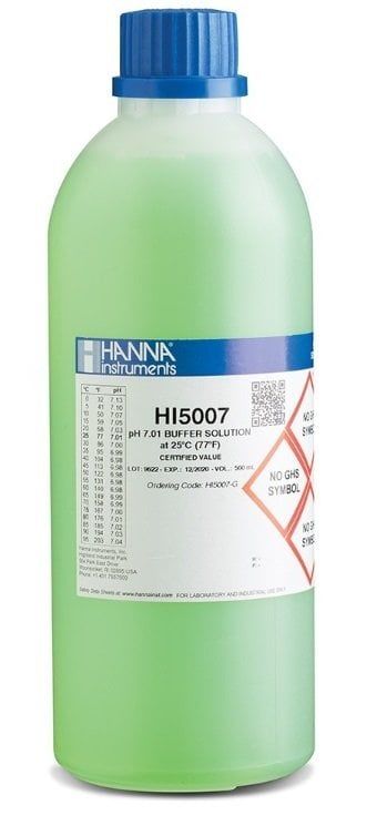 HANNA HI5007-G pH 7.01 - 25oC Yeşil Teknik Kalibrasyon Tamponu, 500 mL şişe