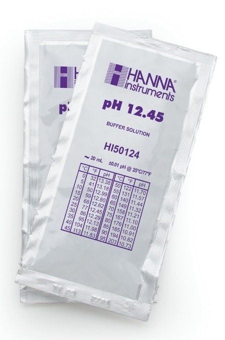 HANNA HI50124-02 pH 12.45 - 25oC Teknik Kalibrasyon Tampon Torbaları, (25 x 20mL)