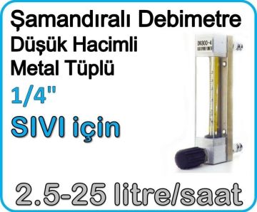 Düşük Hacimli Metal Tüplü Şamandıralı Sıvı Flowmetre Debi Ölçer 2.5-25 lt/saat