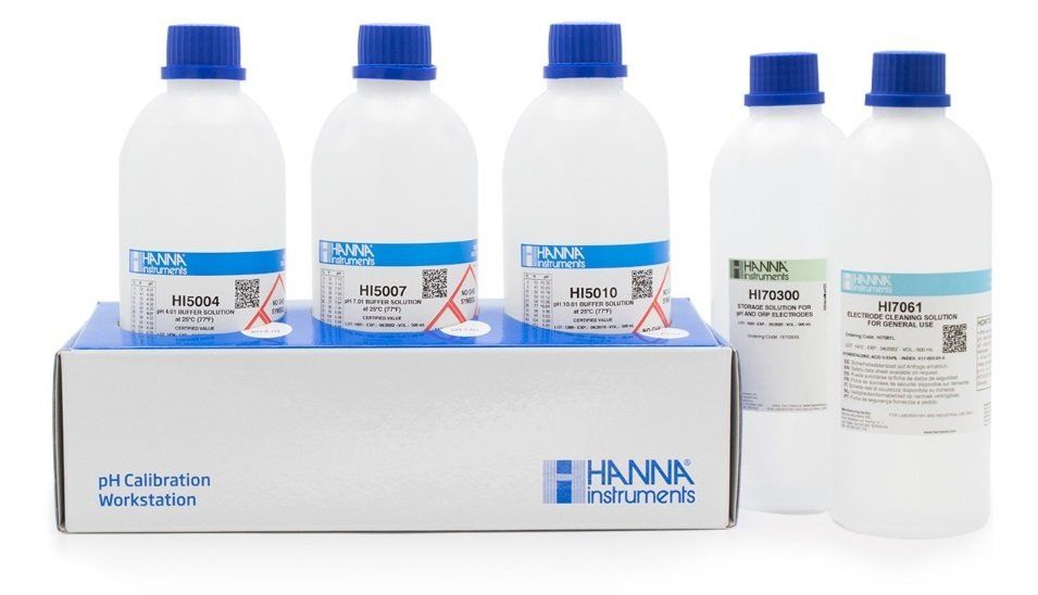 HANNA HI54710-11 pH 4,01, pH 7,01, pH 10,01, pH Değeri - 25oC Teknik Kalibrasyon Tamponu, HI 70300L Depolama Solüsyonu, HI7061 Genel Amaçlı Temizleme Solüsyonu, (her biri 1 adet) 500 mL şişe