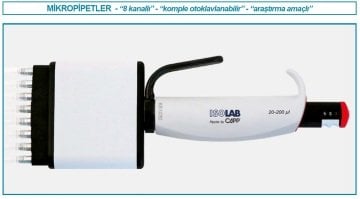 İSOLAB 011.21.200 otomatik pipet - 8 kanal - araştırma amaçlı - 20 - 200 ul (1 adet)