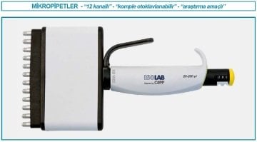 İSOLAB 011.22.010 otomatik pipet - 12 kanal - araştırma amaçlı - 0.5 -10 ul (1 adet)