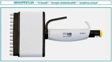 İSOLAB 011.22.050 otomatik pipet - 12 kanal - araştırma amaçlı - 5 - 50 ul (1 adet)