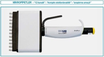 İSOLAB 011.22.200 otomatik pipet - 12 kanal - araştırma amaçlı - 20 - 200 ul (1 adet)