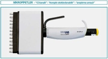 İSOLAB 011.22.300 otomatik pipet - 12 kanal - araştırma amaçlı - 30 - 300 ul (1 adet)