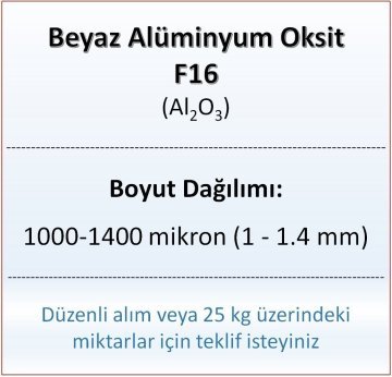 Alüminyum Oksit F16 - Al2O3 - 1000-1400mikron - 500 gram