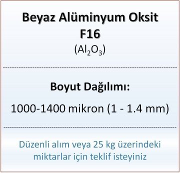 Alüminyum Oksit F16 - Al2O3 - 1000-1400mikron - 5 KG