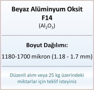 Alüminyum Oksit F14 - Al2O3 - 1180-1700mikron - 10 KG